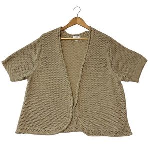 CHARTER CLUB sz 3X Sweater Open Short Sleeve Open Weave Tan - Beige